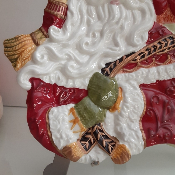 Fitz & Floyd DAMASK HOLIDAY Christmas Santa Serving Decorative Canape Plate - Picture 3 of 13